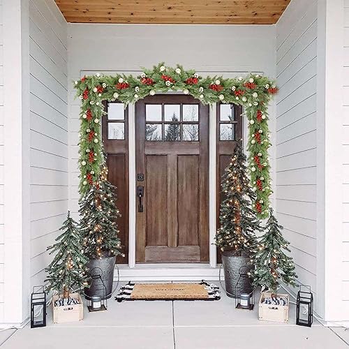 Miniatura 5 de Guirnalda de Navidad de pino, guirnalda de vegetación artificial para interiores y exteriores, puerta de jardín, decoración del hogar para