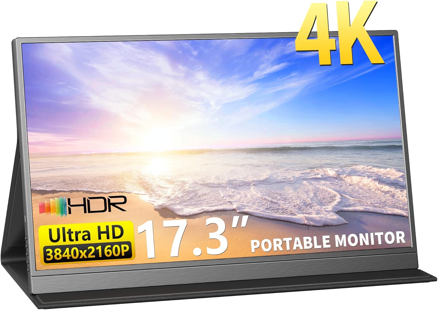 MAGICRAVEN Portable Monitor, 17.3" 4K 3840x2160 IPS Laptop Monitor, 1500:1, 400 Nits USB C HDMI Computer Gaming Display with Speakers & Smart Cover, Travel Monitor for PC Phone PS4/5 Xbox Switch