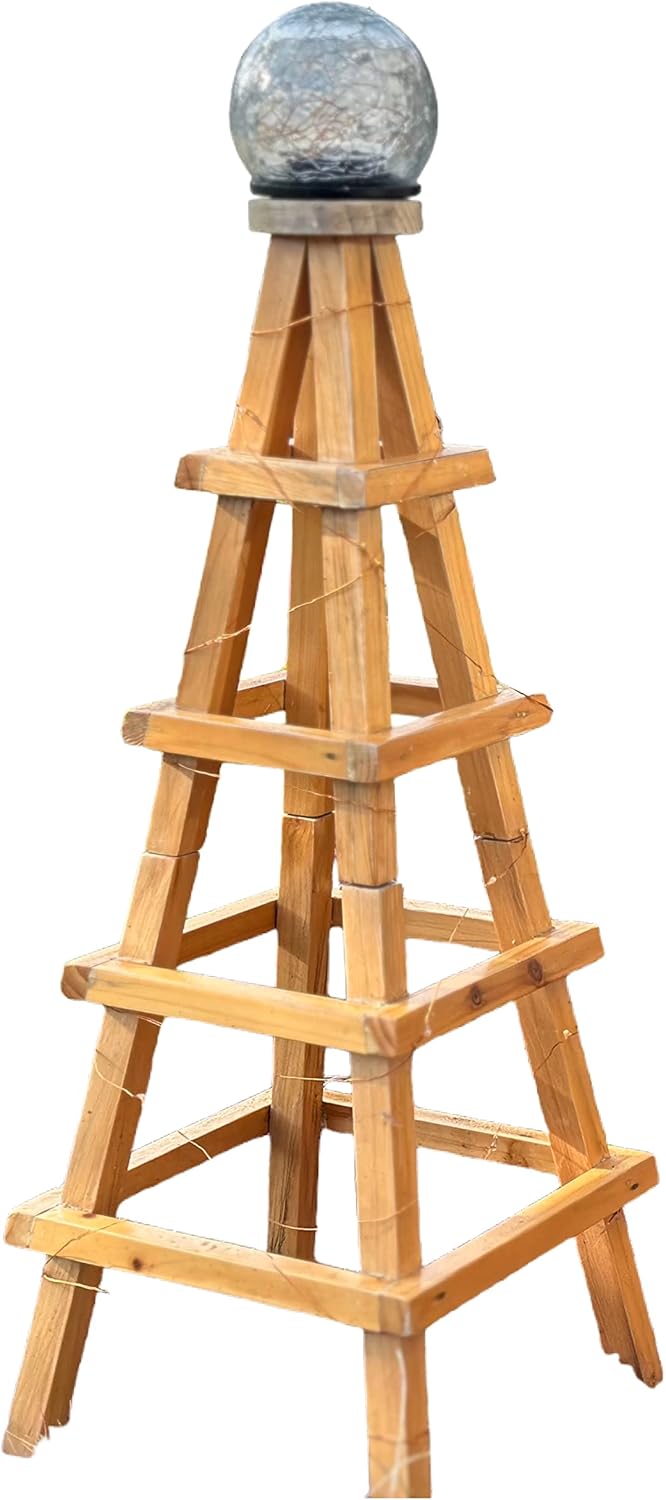 Plant Trellis Obelisk Practical Pyramid Plant Holder with Solar Light Vertical