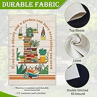 Vista 4 de Hafhue Bandera de jardín de bienvenida con texto en inglés "If You Have A Library And A Garden", de doble cara de 12 x 18 pulgadas, para decoración