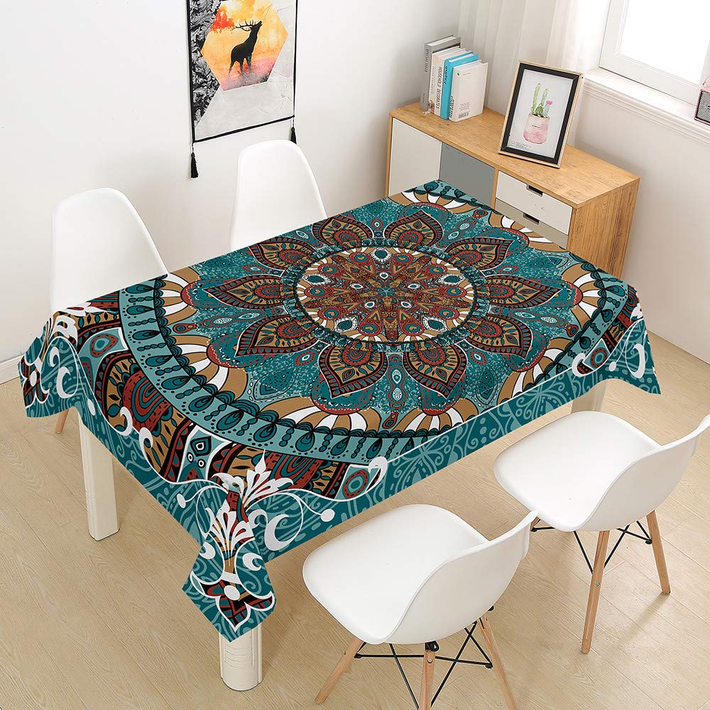 Nappe mandala imperméable et anti-tache pour repas de fête