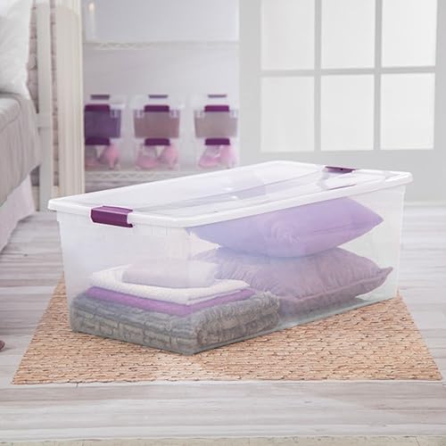 Vista 44 de Sterilite - Caja organizadora apilable de plástico transparente de 15 cuartos de galón de capacidad con tapa con trabillas (paquete de 48)