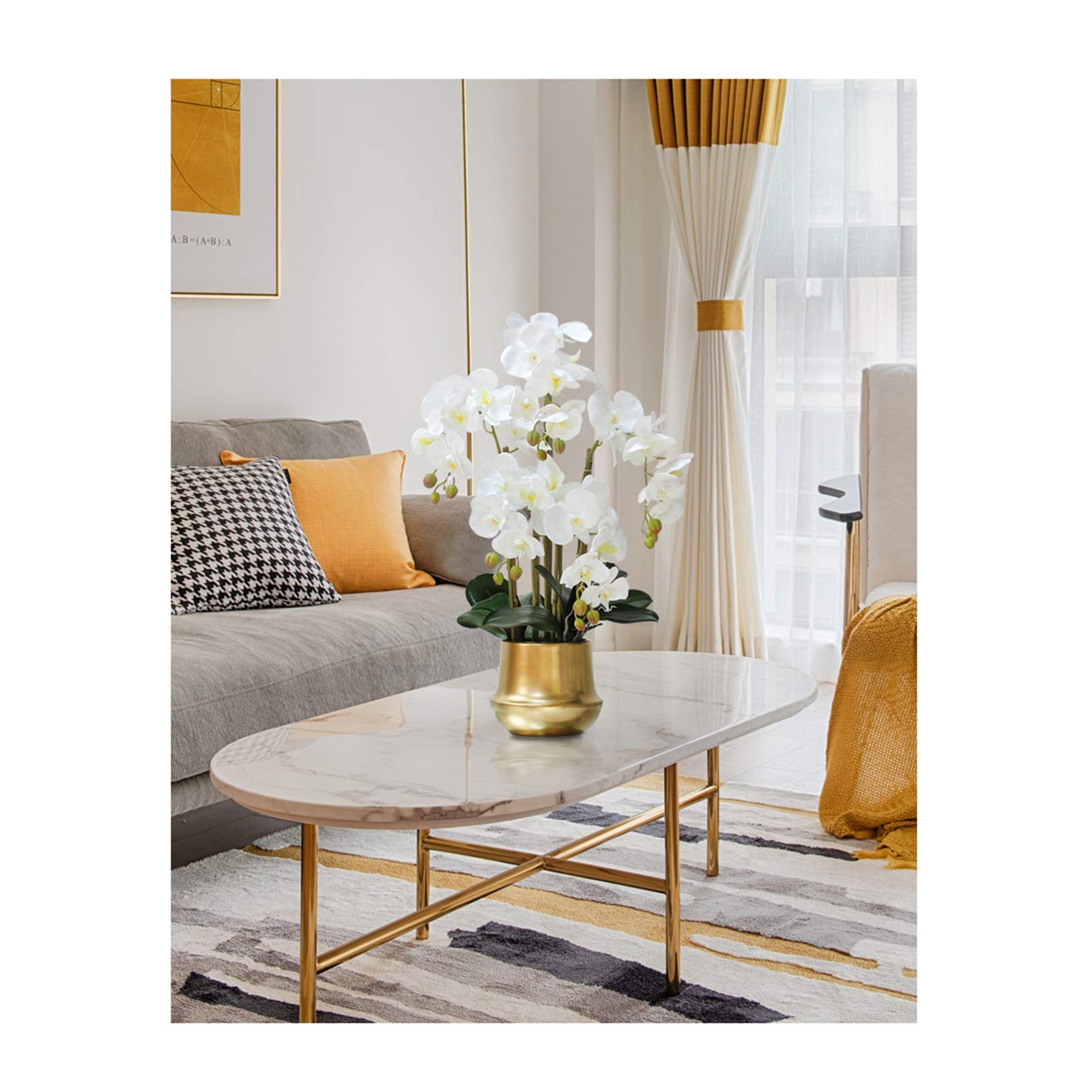 Composizione floreale di orchidee Phalaenopsis in vaso, fiori artificiali di orchidee finte in seta per interni ed esterni, matrimoni, casa, ufficio, decorazioni, arredamento festivo, bianco/rosa/gial