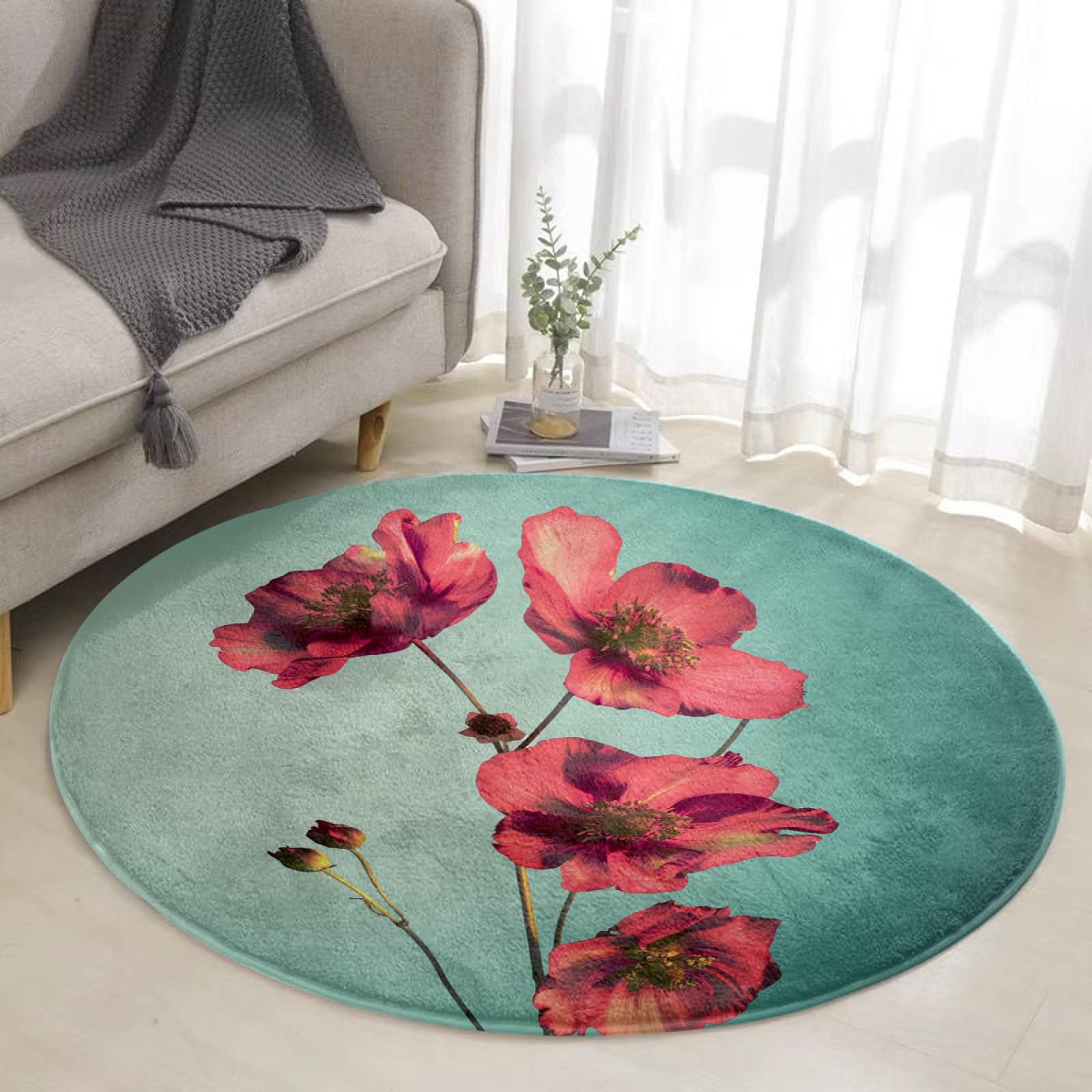 Tapis salon chambre antidérapant court en peluche doux de 100cm