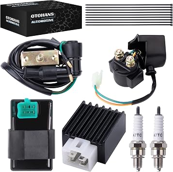 CDI Box Ignition Coil Starter Solenoid Voltage Regulator Compatible with 125cc 110cc 90cc Taotao Coolster Kazuma Sunl Roketa Lifan NST Chinese ATV 4 Quad Wheeler Pit Dirt Bike Go Kart Parts