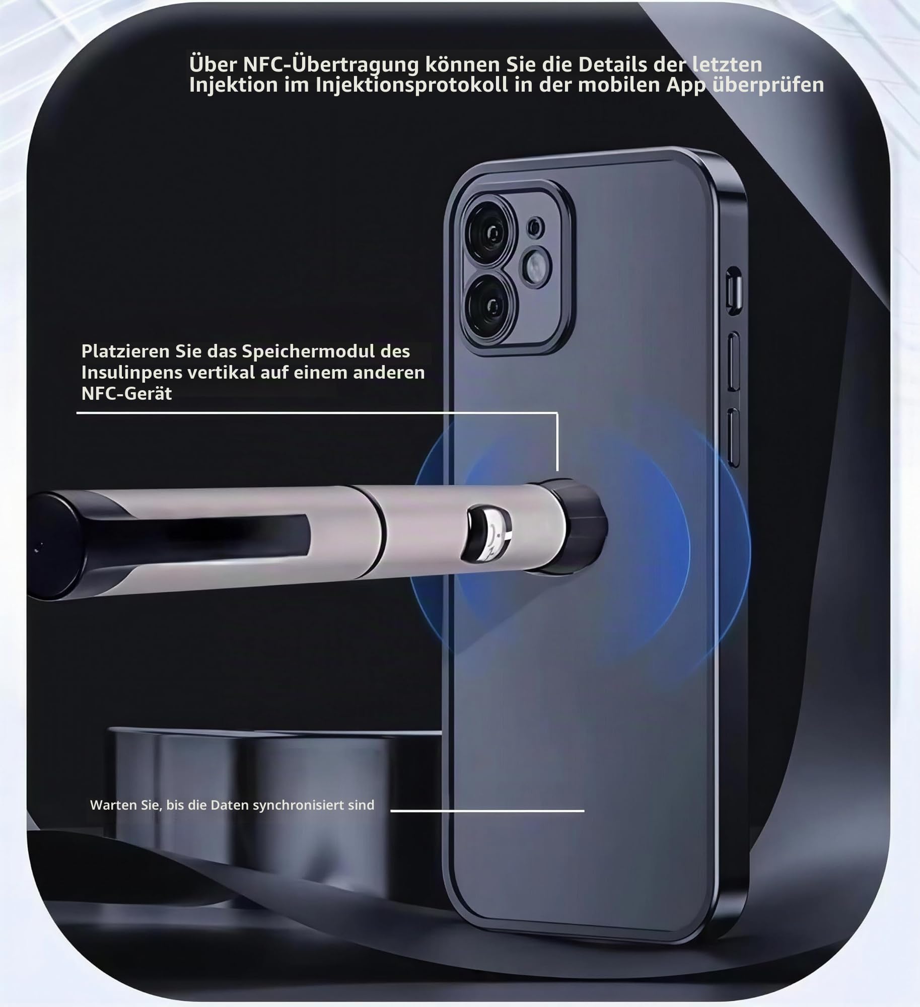 Intelligenter Insulin-Stift, Speicherfunktion mit digitaler Anzeige, NFC-Datenspeicherung und -übertragung