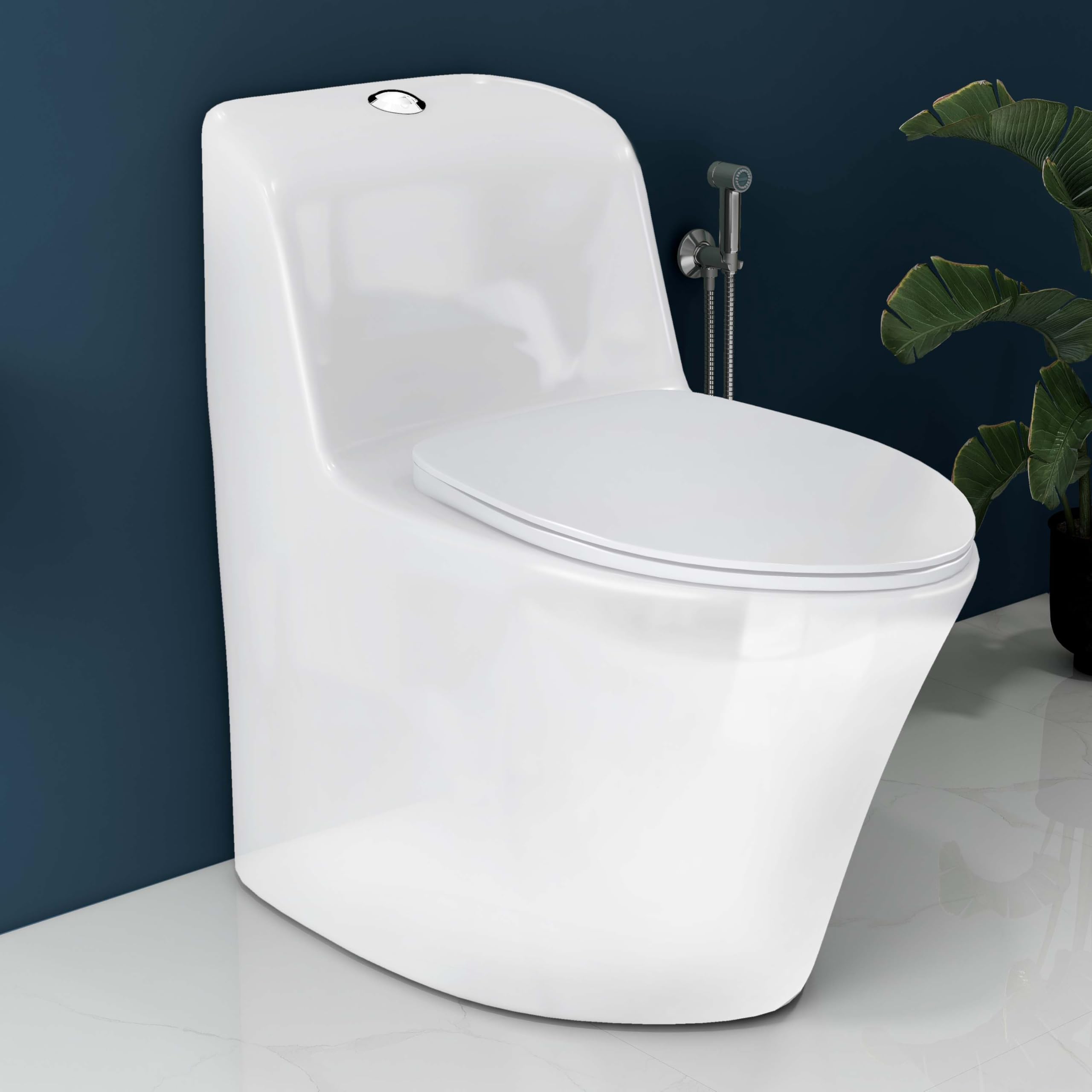 Plantex Imported Ceramic Commode for Toilet/Siphonic Vacuum Jet Flush Western Commode/One Piece Western Toilet with Soft Closing Toilet Seat - S Trap (White)