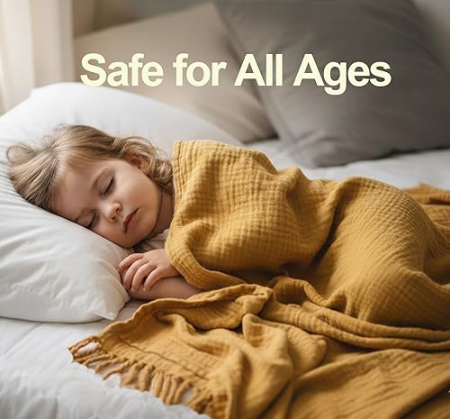 Miniatura 2 de KyraHome cobijas de 100 % algodón para sofá, niños, de 50 "x60", de algodón orgánico teñido con plantas, transpirable, ligeras, de muselina para