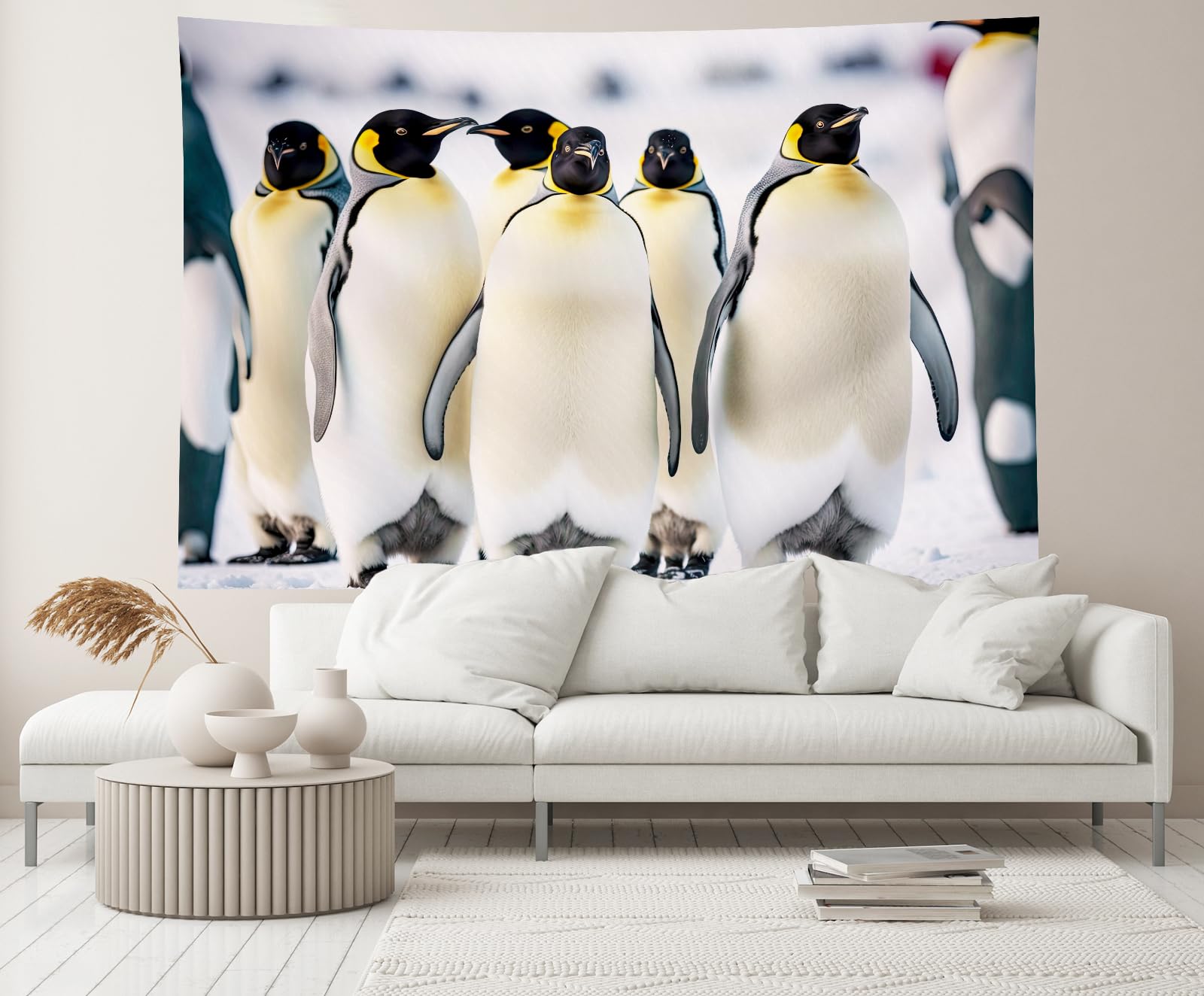 CORFOTO 10x6.5ft Fabric Penguin Photography Backdrop Winter Antarctic Scene Background Penguin Themed Party Decorations Baby Shower Backdrop Wedding Anniversary Photoshoot Studio Booth Props - View #4