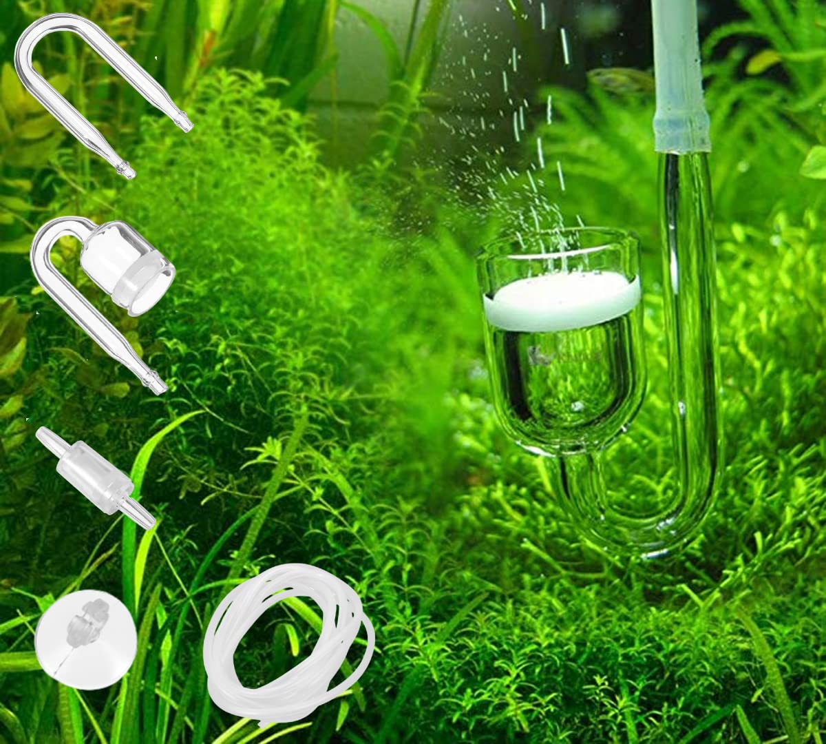 TALINOZ CO2 Diffuser Kit for Aquarium, Planted Aquarium CO2 Atomizer with u Shaped Glass Tube, Suction Cup Check Valve,5m Tube (B0BBVX68RZ) Amazon Price History, Amazon Price Tracker