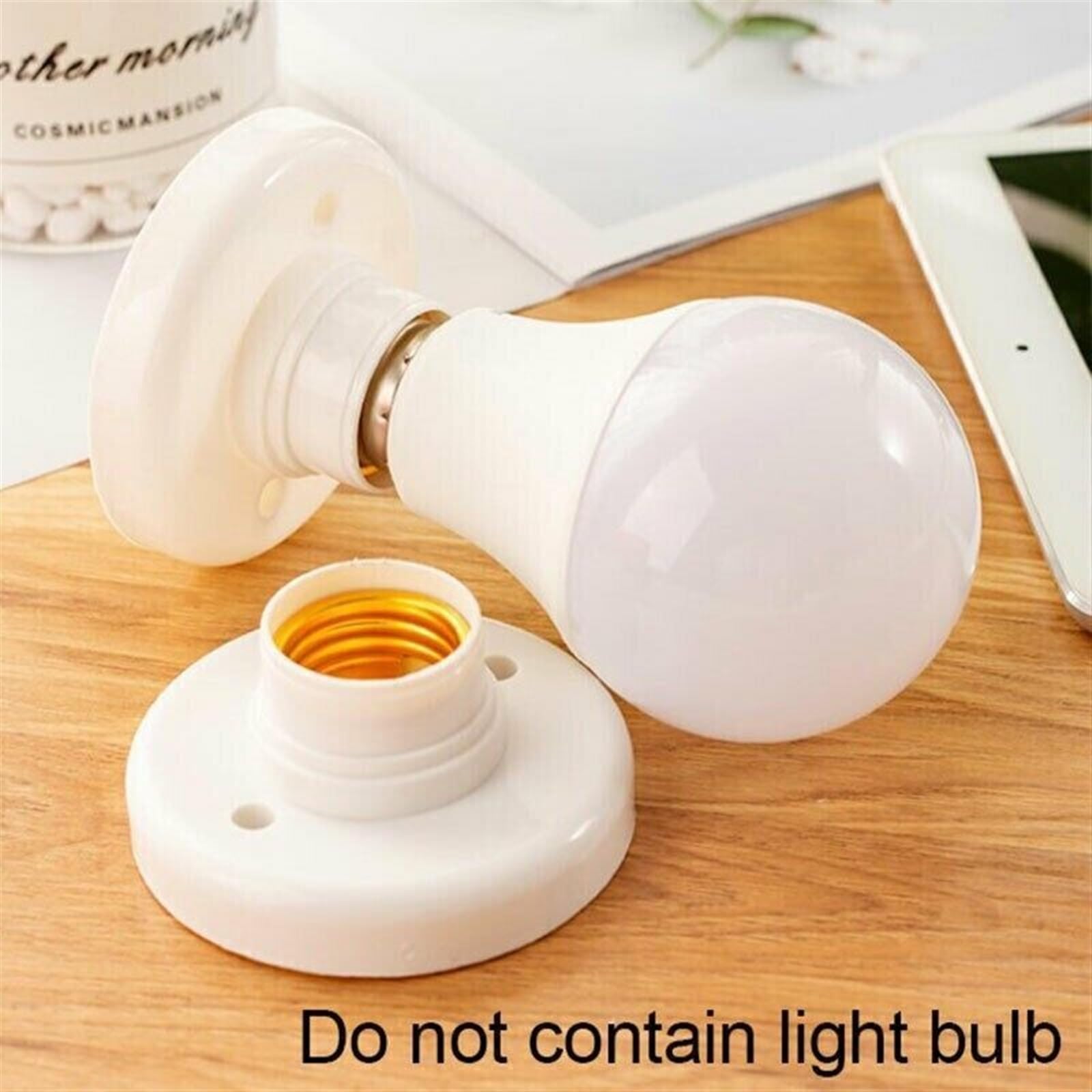 20-Pack E27 Light Bulb Socket Adapters - White Round Pendant Lamp Base Holders