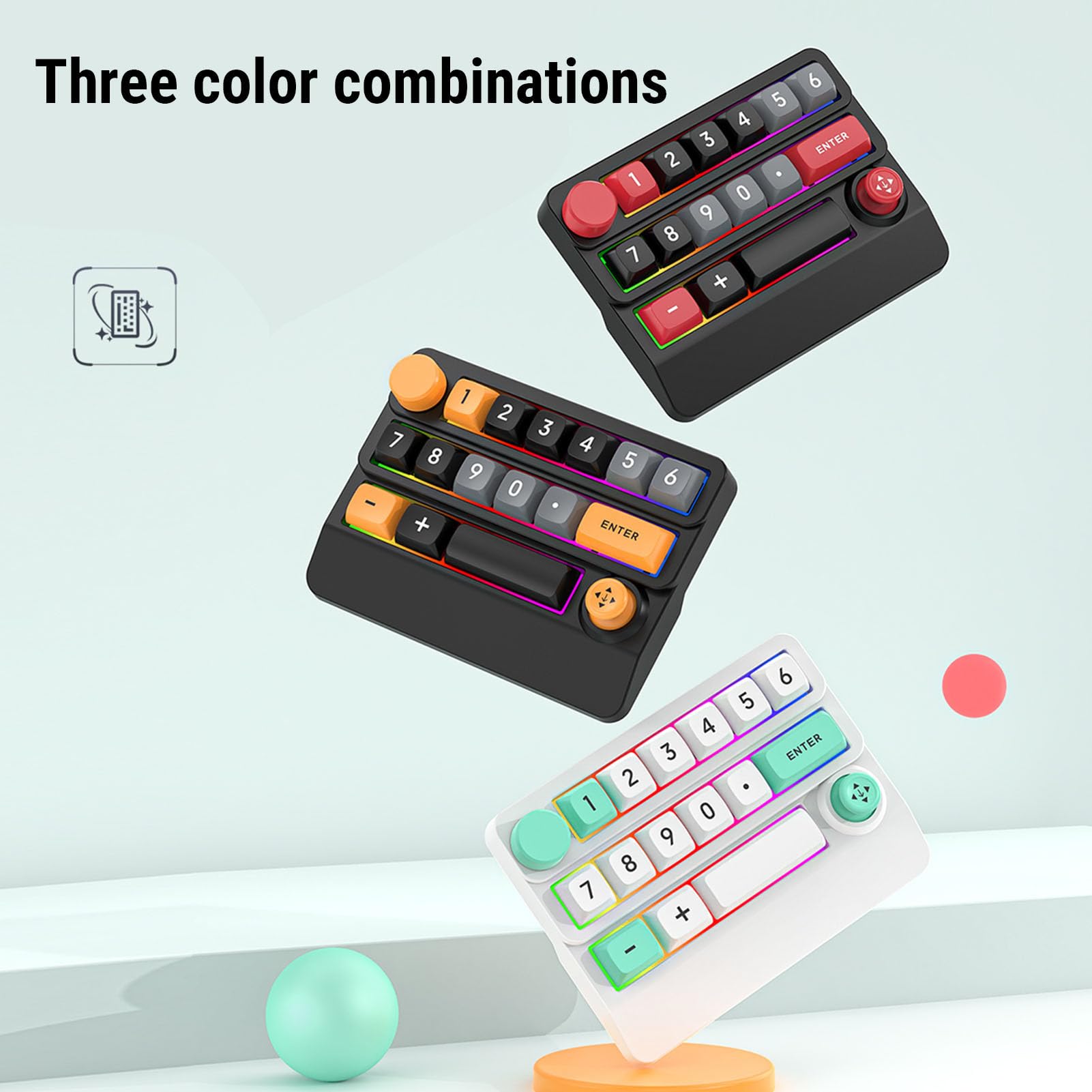 Pavé Numérique Mécanique, Clavier Macro Programmable sans Fil 2,4 G Bluetooth Filaire Type C RVB rétroéclairé, pavé Numérique échangeable à Chaud, Clavier Rechargeable, (Noir Rouge)