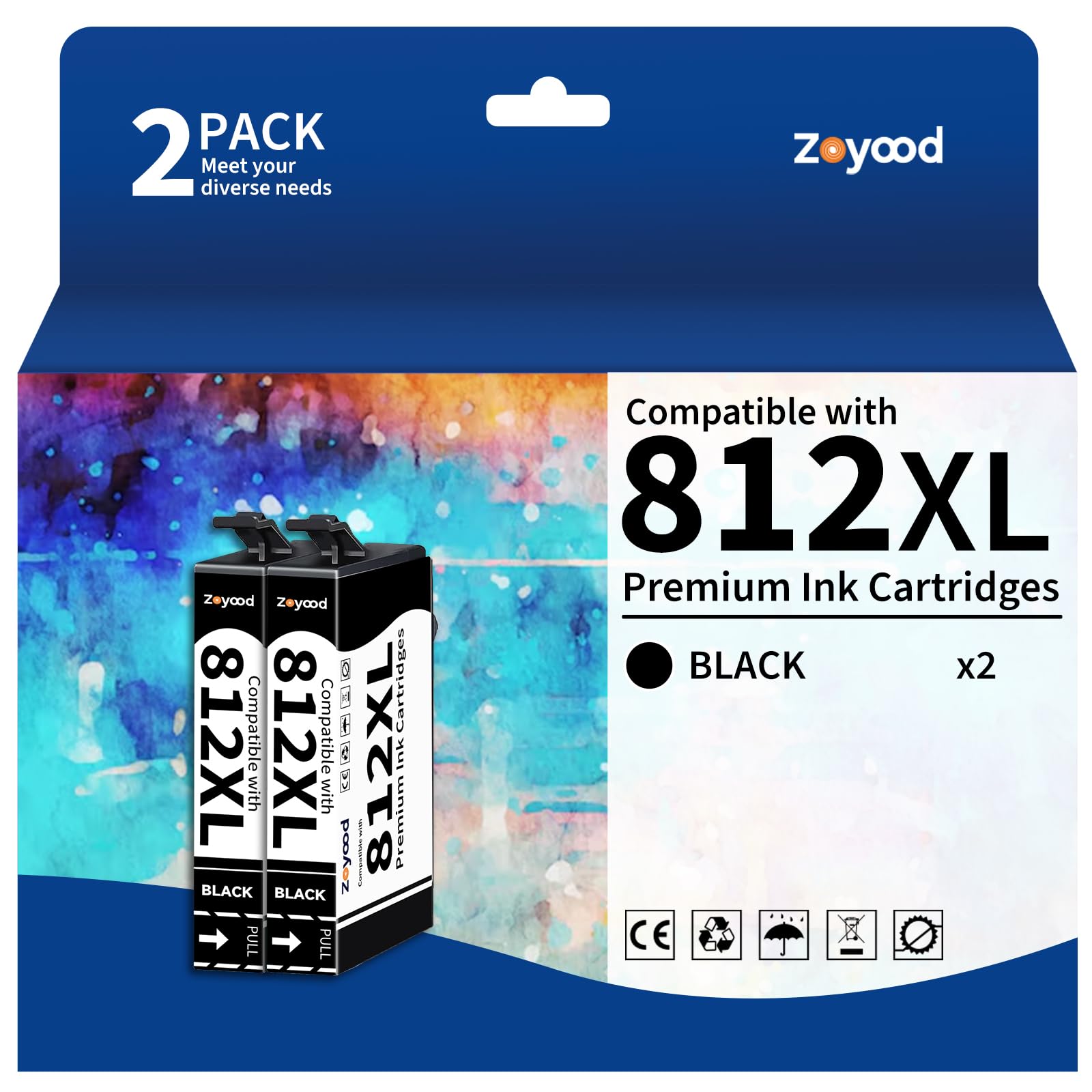 Zoyood 812XL Black Remanufactured Ink Cartridge Replacement for 812XL