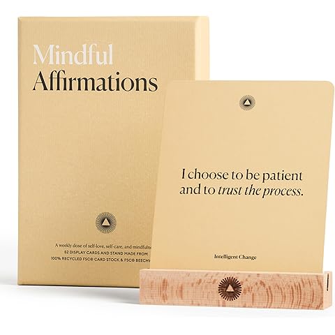 Intelligent Change Mindful Affirmations, 52 Positive Affirmation Cards for Women with Display Stand, Daily Affirmations for Inspiration, Mindfulness & Self Care, Unique Gifts for Women and Men