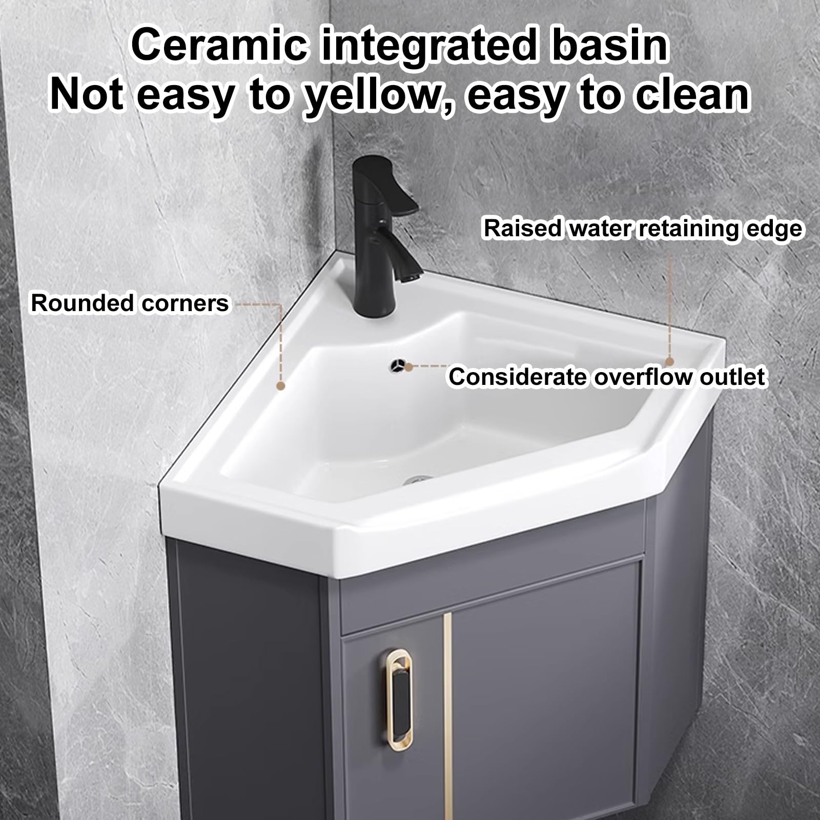 DYUNCZ Eckwaschtisch Mit LED-Spiegelschrank - Platzsparend Für Kleine Bäder