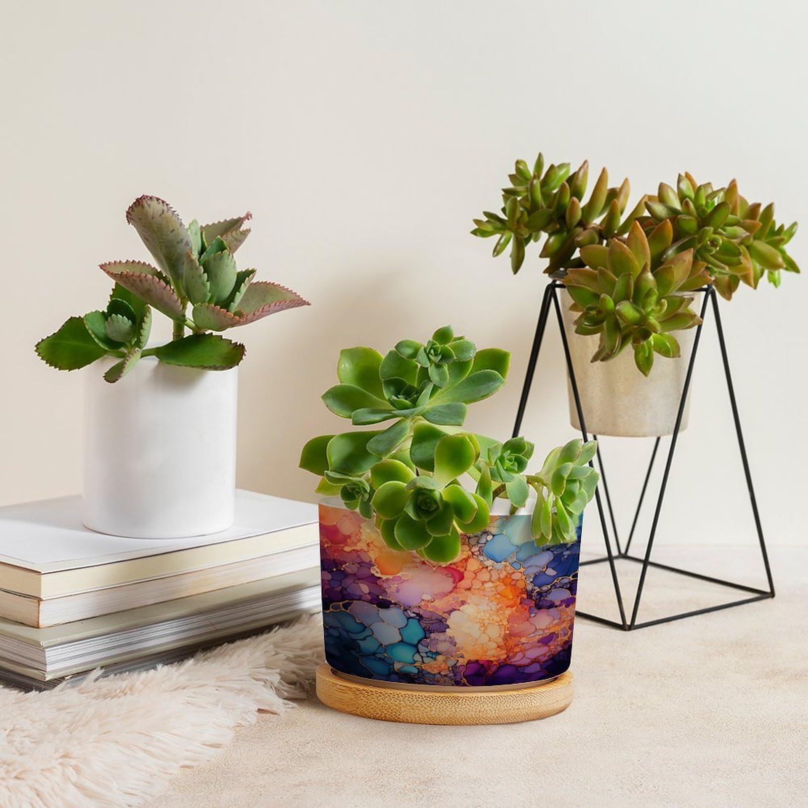 Amazon.com: BRUYU5SE Ink Rainbow Shapes with Gold Planters