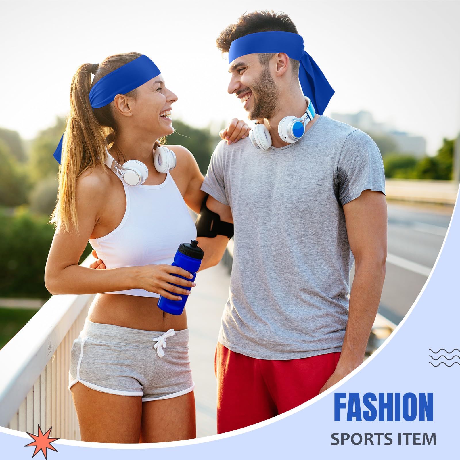 Hiboom Confezione da 18 fasce elastiche per capelli da tennis, per uomini e donne, ninja, karate, atletica, fasce elastiche per capelli, per basket, calcio, calcio, corsa, yoga