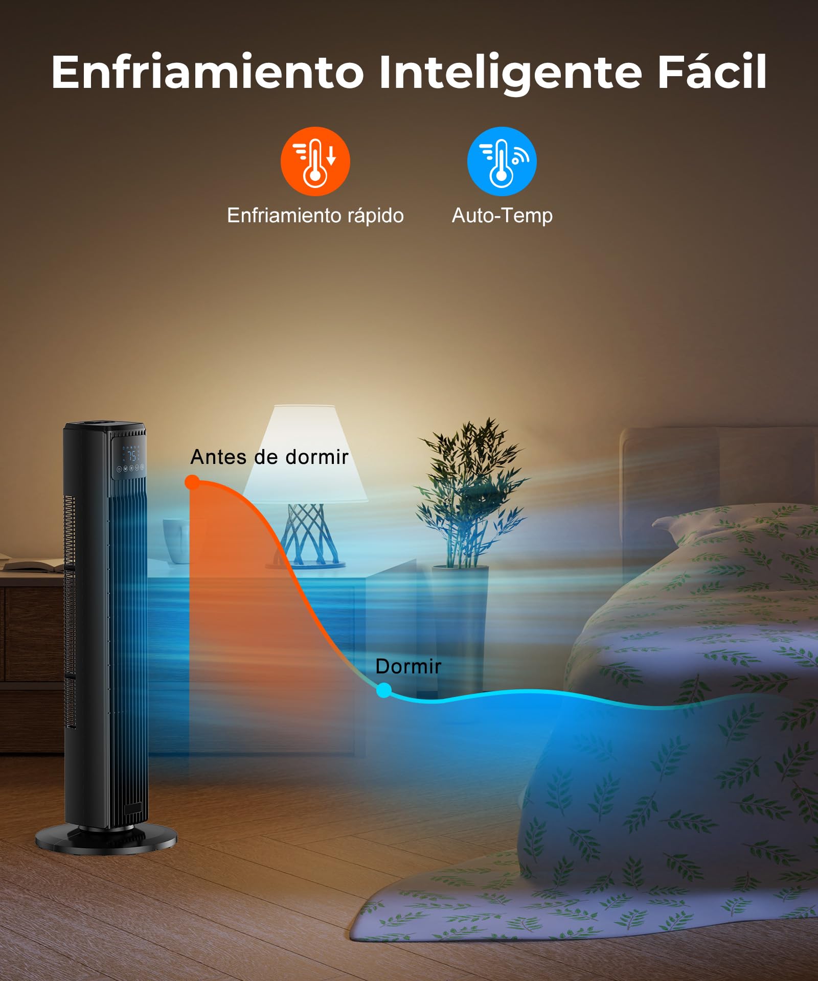 PNTCK Ventilador de columna para el dormitorio, ventilador silencioso con mando a distancia, ventilador oscilante de 90° con 4 velocidades, 4 modos, temporizador de 12 horas
