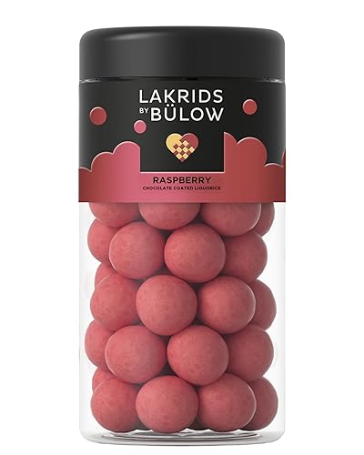 LAKRIDS BY BÜLOW - Frambuesa crujiente - 10.4 oz - Regaliz gourmet recubierto de chocolate - Regaliz dulce recubierto de chocolate blanco y notas de