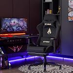 Symino Chaise de jeu, chaise d'ordinateur avec repose-pieds, appuie-tête et support Lombaire, ergonomique PC Chaise, Chaises tournantes réglables en hauteur, Noir