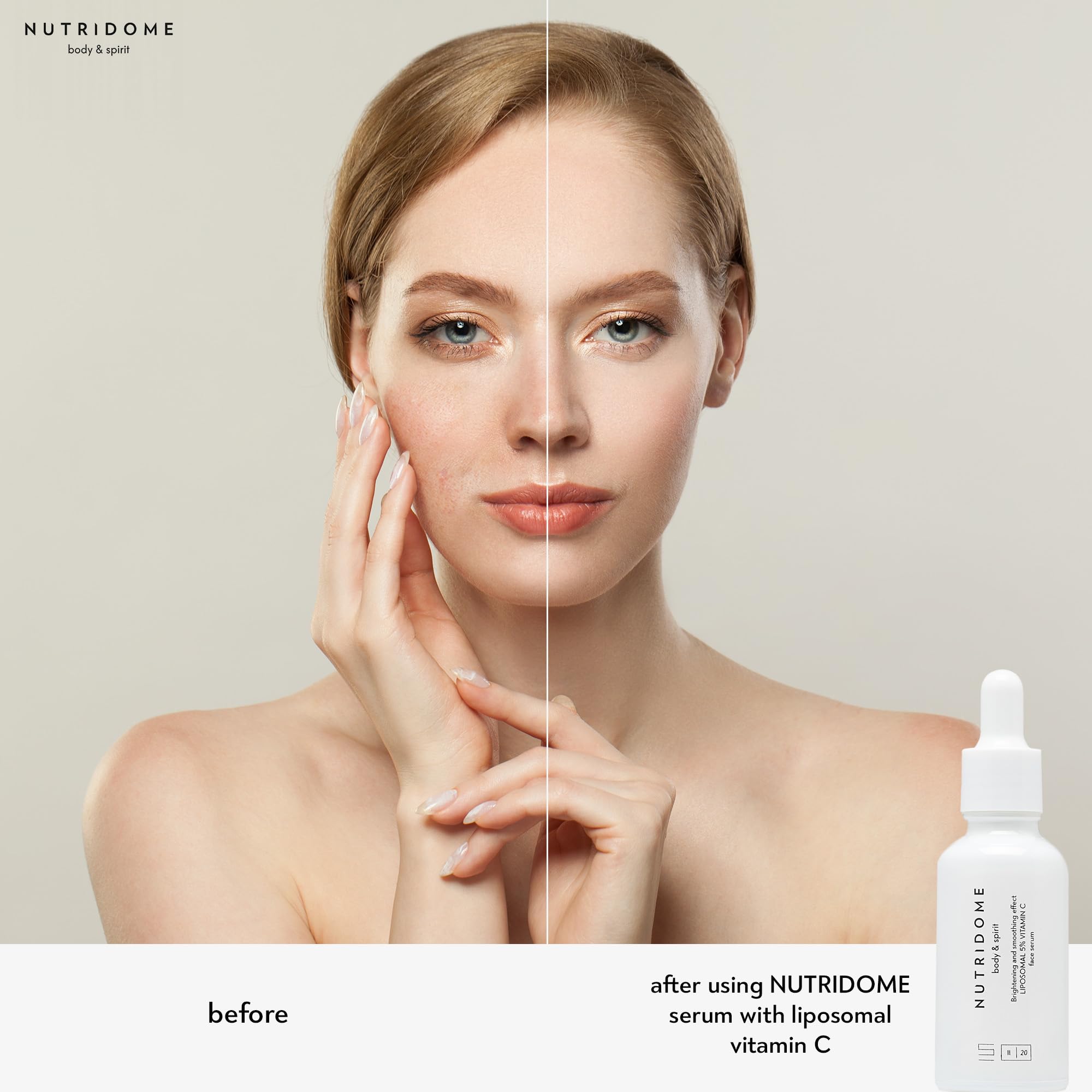 Nutridome Body & Spirit Vitamin C Face Serum, 30ml - Brightening, Anti-Discoloration, Even Skin Tone, White, 30 ml (Pack of 1) - Image 3