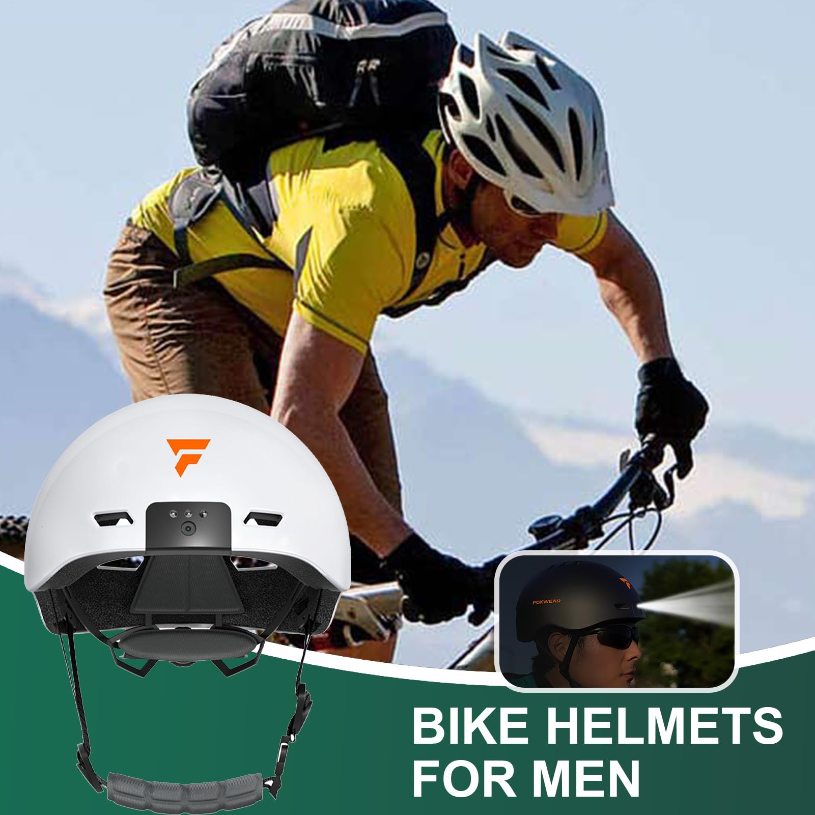 Smart Cycle Tnogear, Smart Cycling Headgear Resistencia de Choque Riding | Equipo de ciclismo de protección de la cabeza con luz delantera y trasera para hombres mujeres