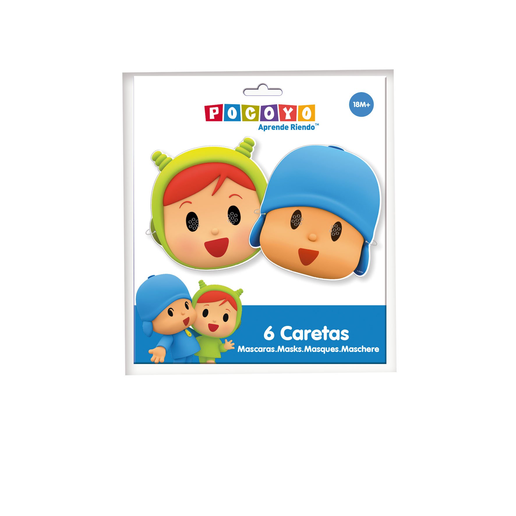 VERBETENA, 016001515, pack 6 masks for parties Pocoyo and Nina, cardboard product