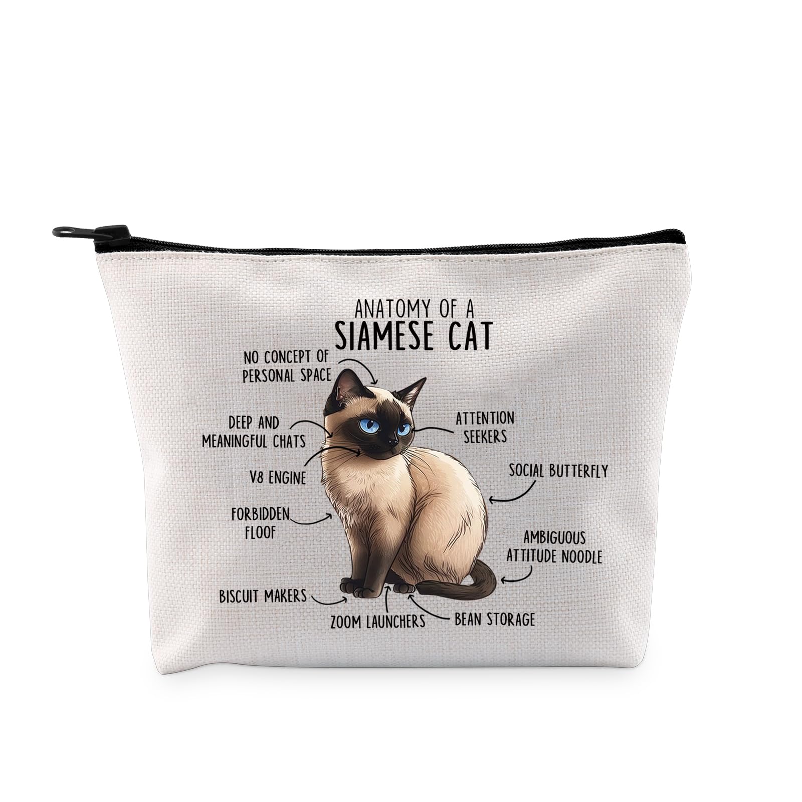G2TUP Siamese Cat Anatomy Makeup Bag - Cat Lover Gift (Anatomy MB)