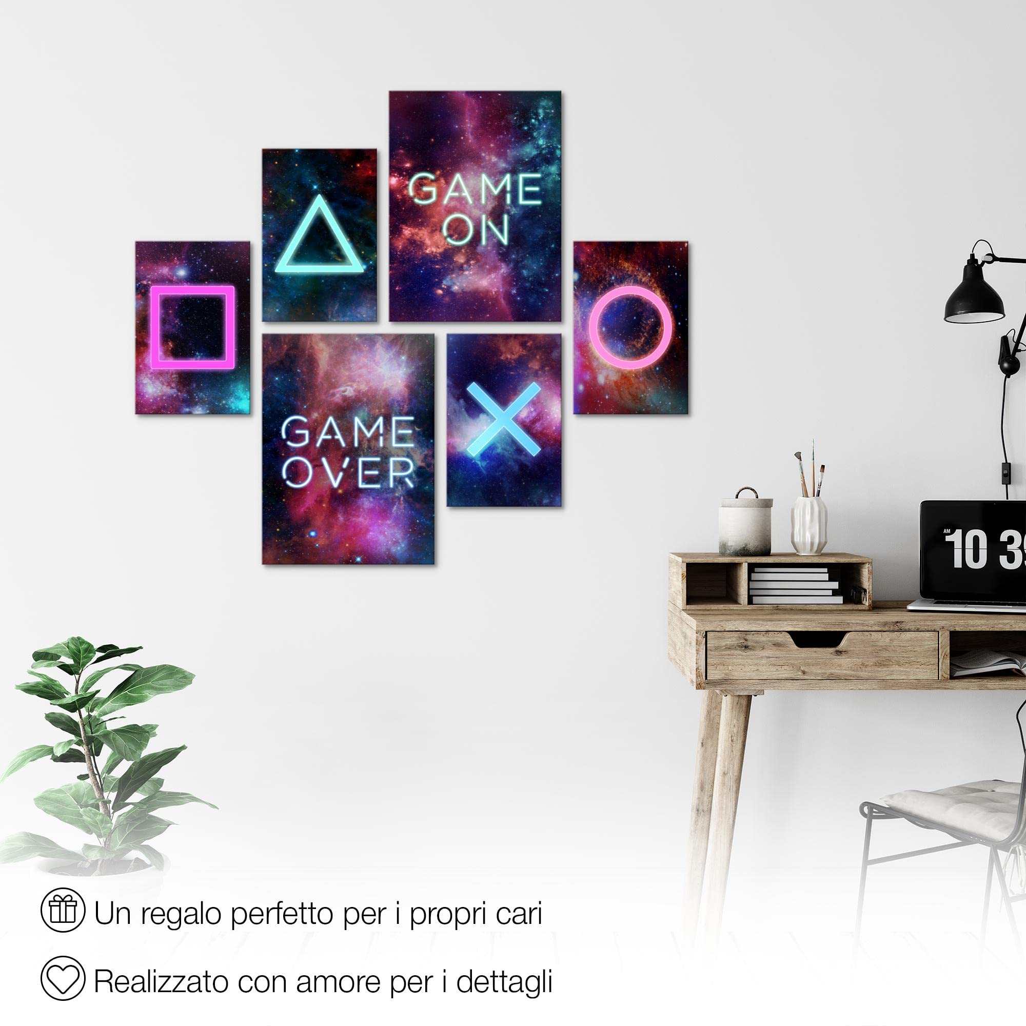 Quadros Console Di Gioco - Nessuna Cornice Necessaria - Collage Moderno Gamer - Adolescente Camera Gioventù - N021463a