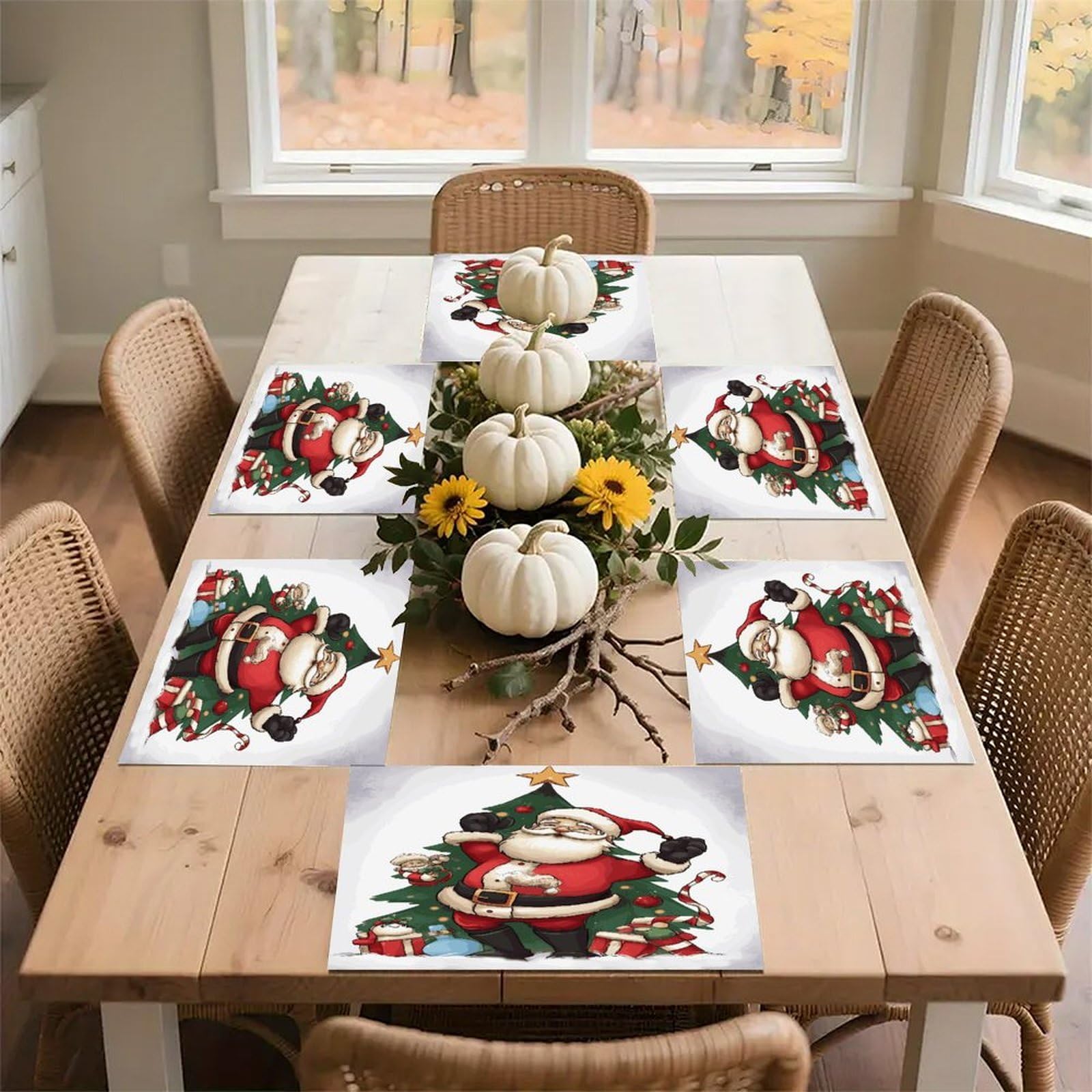 Merry Christmas Placemats Heat-Resistant Washable Place Mats Anti Slip Dining Table Place Mats Wipeable Dining Table Mats Kitchen Decoration Placemats 17.7’’×11.8’’