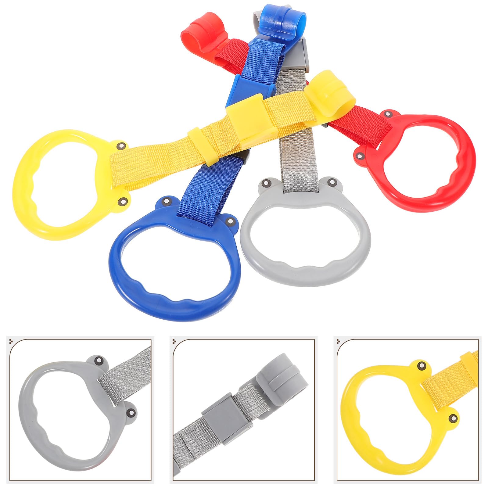 GARVALON Lot de 4 Anneaux de Traction Réglables pour Bébé Poignées Parc à Bébé en PP et Nylon Support Stable à Se Tenir Debout Marcher Accessoires d'apprentissage pour Tout-Petits Usage