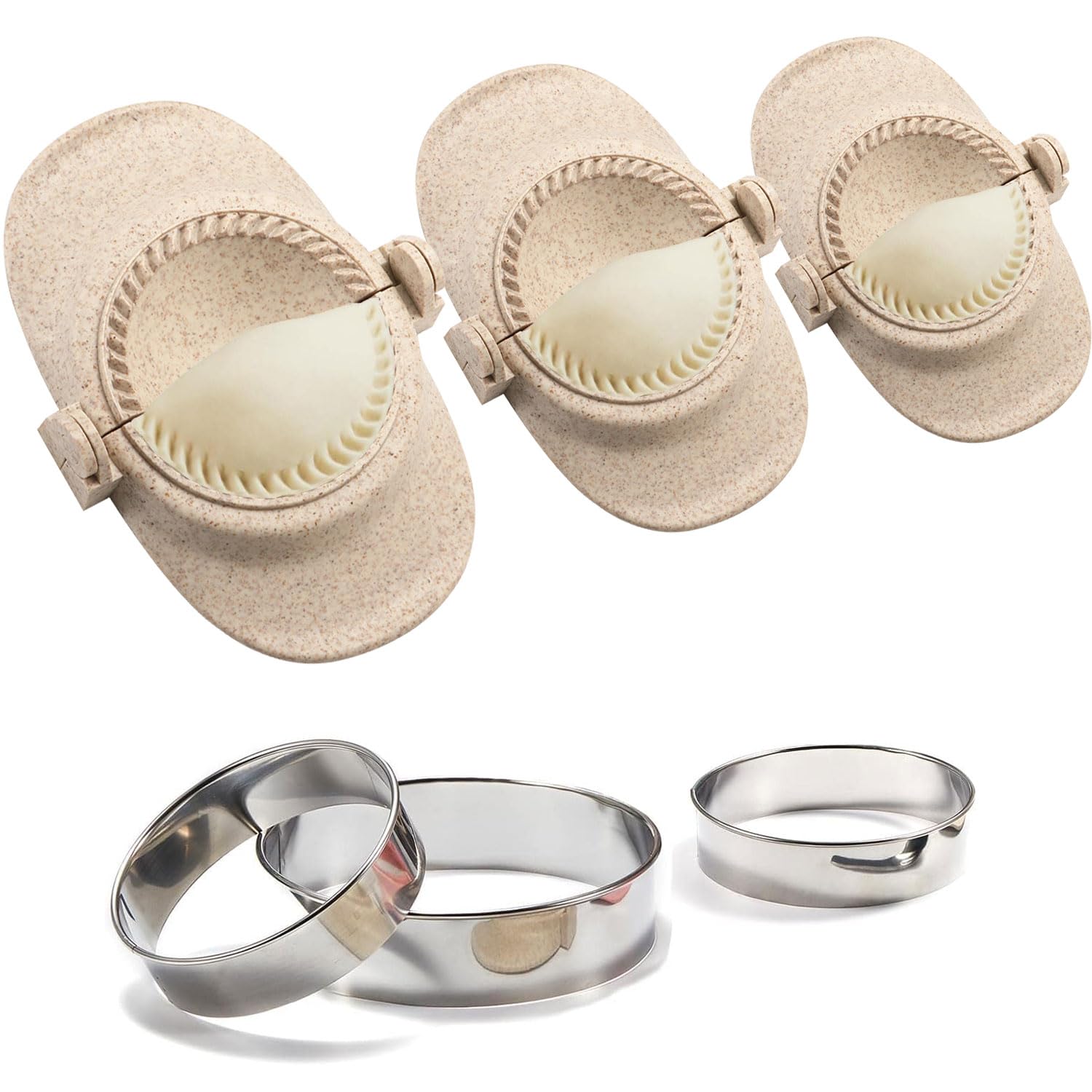 Funito Empanada Maker Press, 6-Inch Extra Large Dumpling Maker Set with Dough Cutter, Dumpling Mold Set for Pierogi, Pastelitos, Calzone, Turnovers, Chinese Dumpling, 3 Sizes