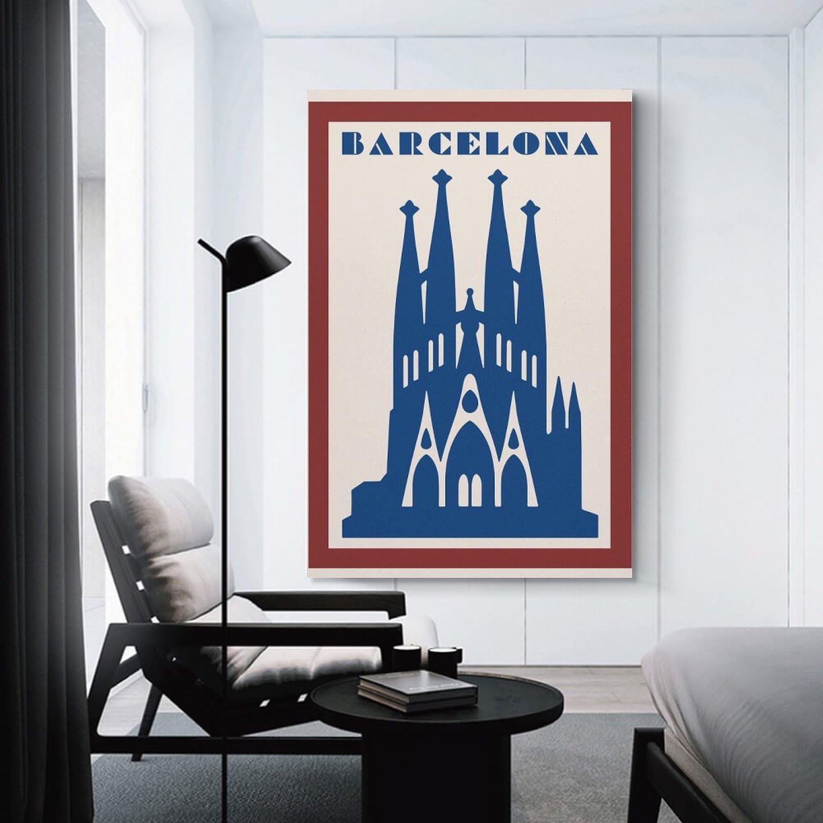 Junmoney Barcelona Sagrada Familia Vintage Wall Picture Print 20x30inch(50x75cm), for Lounge Decor, Offices Or Entryway Styling, Versatile Wall Decor for Many Rooms