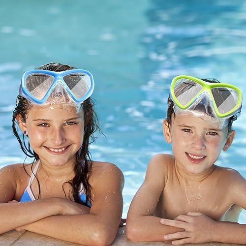 Miniatura 54 de Gafas de natación para niños, máscara de buceo para niños y niñas de 5 a 15 años, gafas de natación antivaho de dos colores con cubierta para la