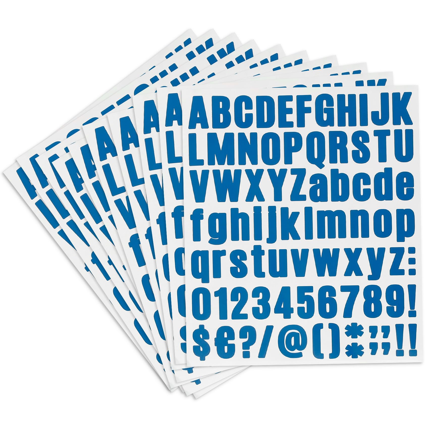 Vinyl Letter Stickers - 10 Sheets, 1 inch Self-Adhesive, Blue Decals for Mailbox, Scrapbooking, DIY Crafts, Classroom Decor, Door Car