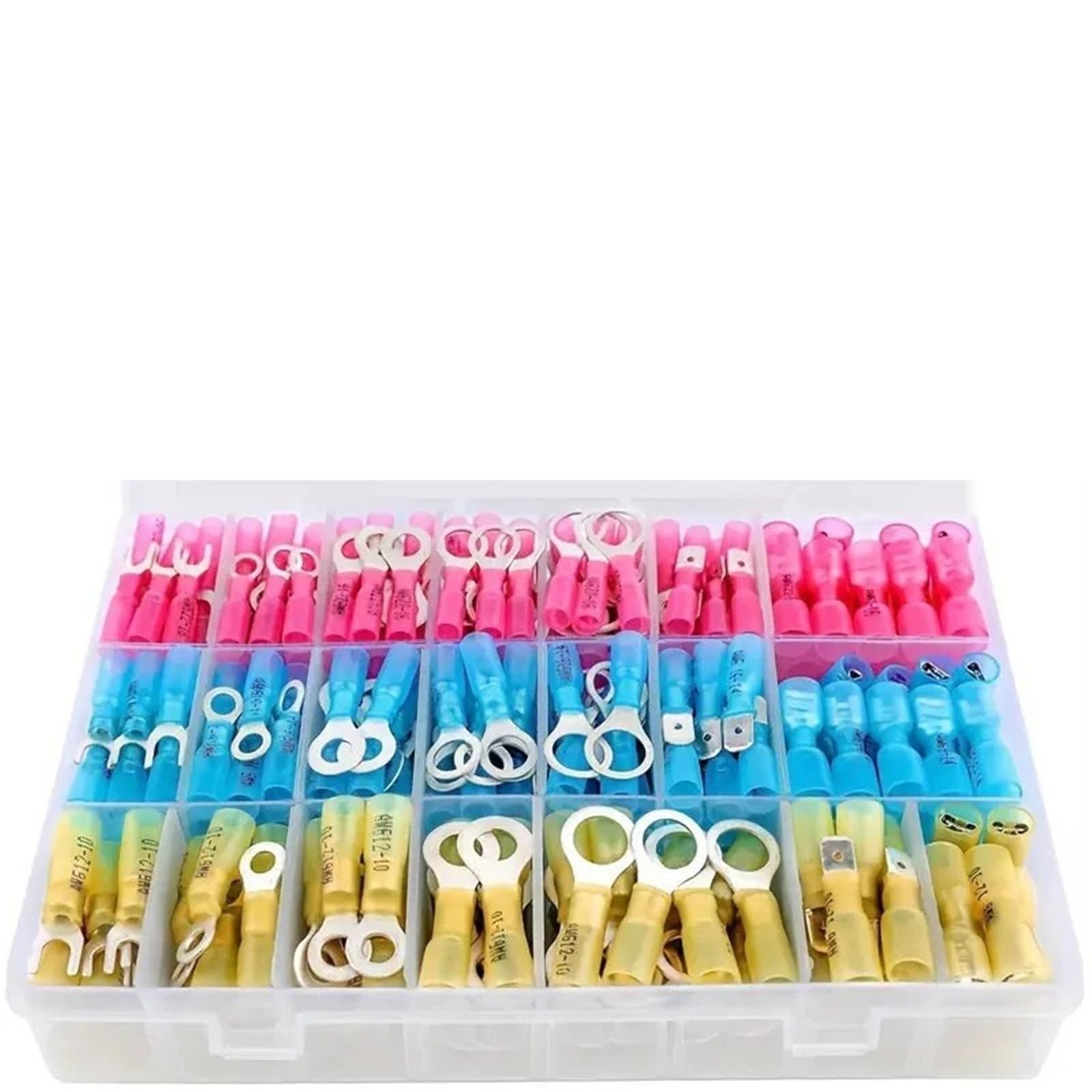 Ciopljhkl One Color 240-320Pcs Heat Shrink Ring Connectors-Heat Wire Connectors Tinned Red Copper Insulated Crimp Terminals For Home,Factory,Cars,Ship