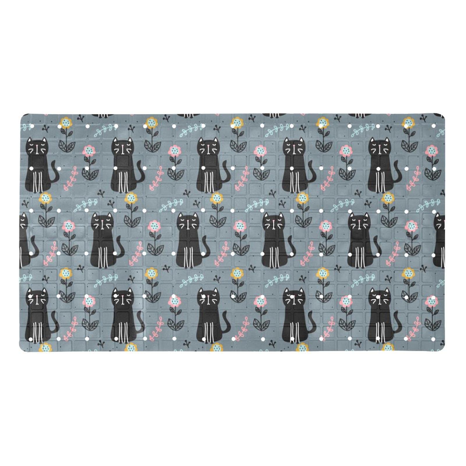 Tapis de bain antidérapant anti-glissade à ventouses en PVC noir