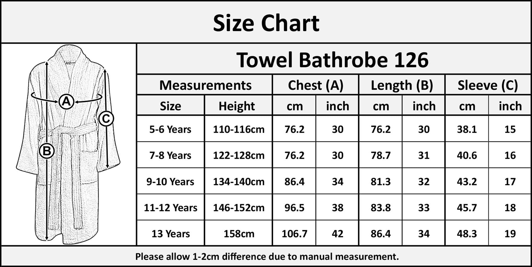 A2Z 4 Kids Filles Garçons Serviette Peignoir 100% Coton Éponge Col Châle Peignoir Robe de Chambre Plage Bain Natation pour Enfants Âge 5-13 Ans