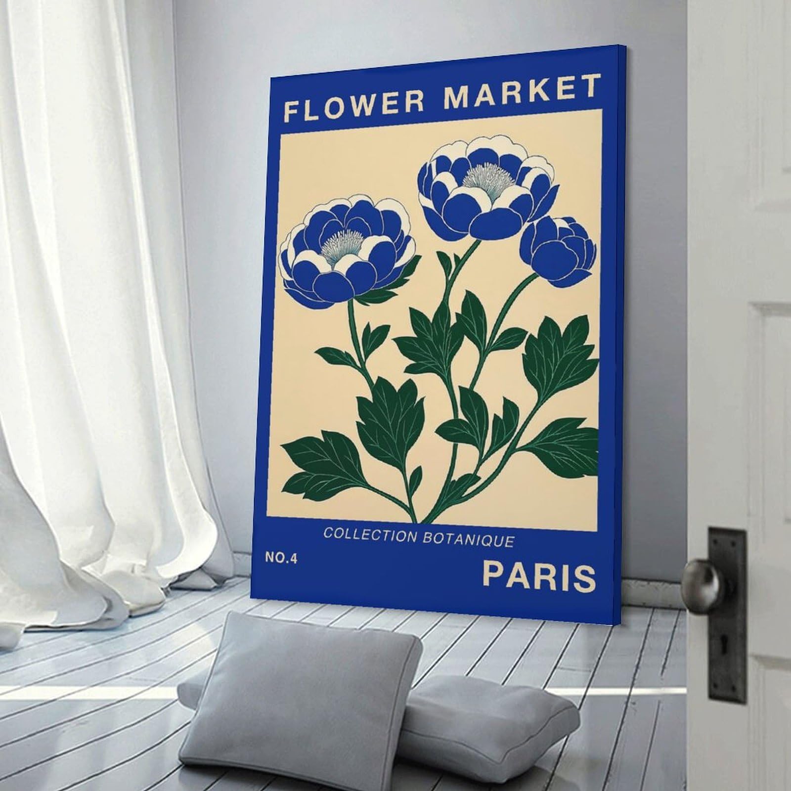 Junmoney Hanging Wall Art Paris Flower Market Travel Poster, 12x18inch(30x45cm), for Wall Displays, Bedrooms Or Room Updates, Wall Decor Suited to Curated Displays
