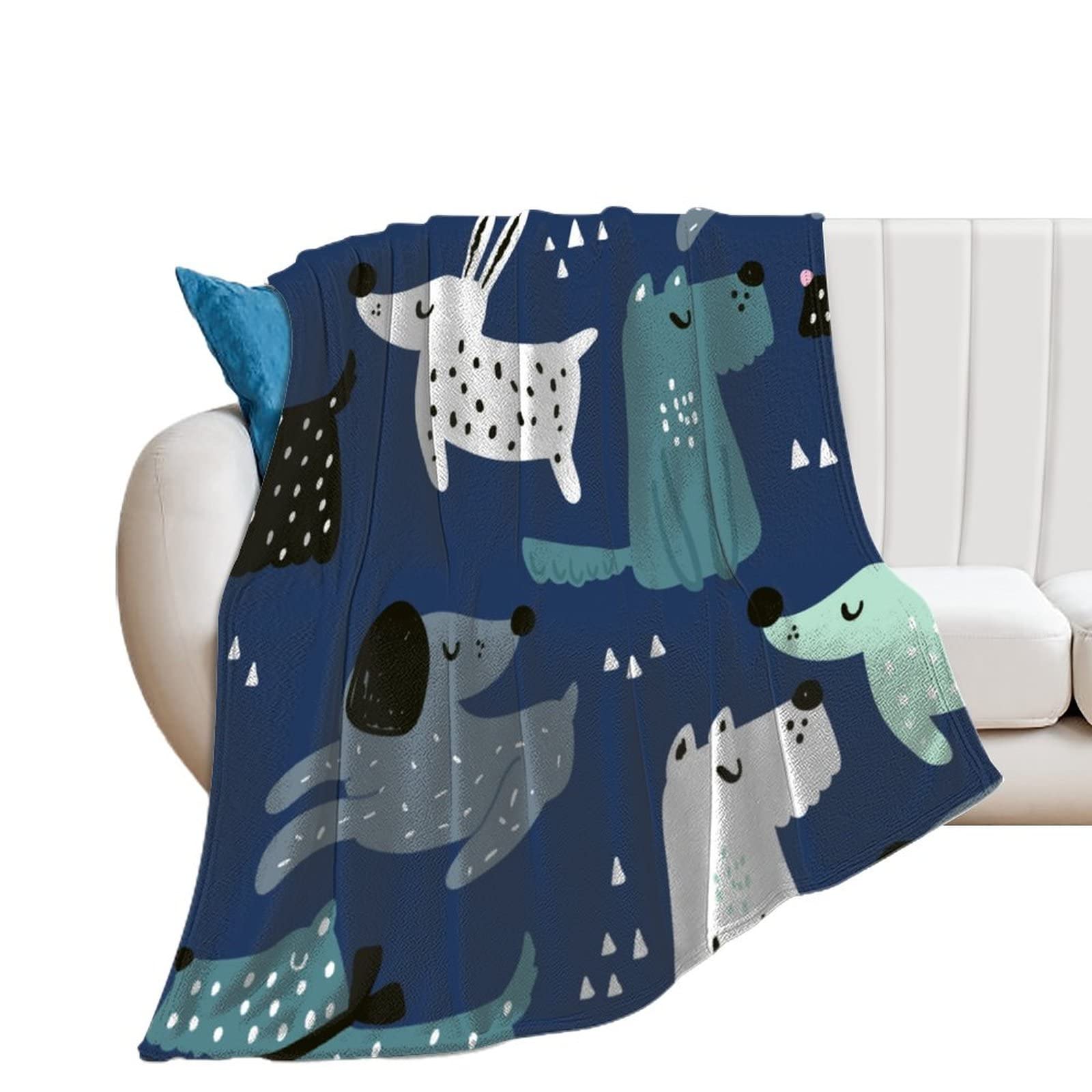 Couverture polaire chien dessin animé : cadeau déco flanelle original 100x130cm