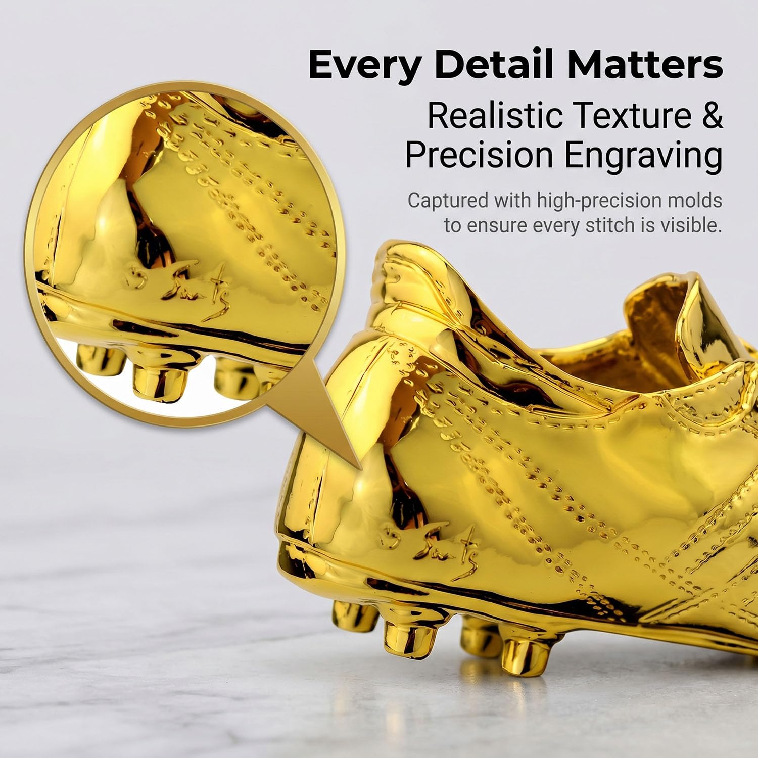 Réplica Trofeo Bota de Oro, Trofeo Golden Boot de Resina, Regalo Fútbol Máximo Goleador, Recuerdo de Fútbol para Jugadores Fans Entrenadores, Adorno Escritorio