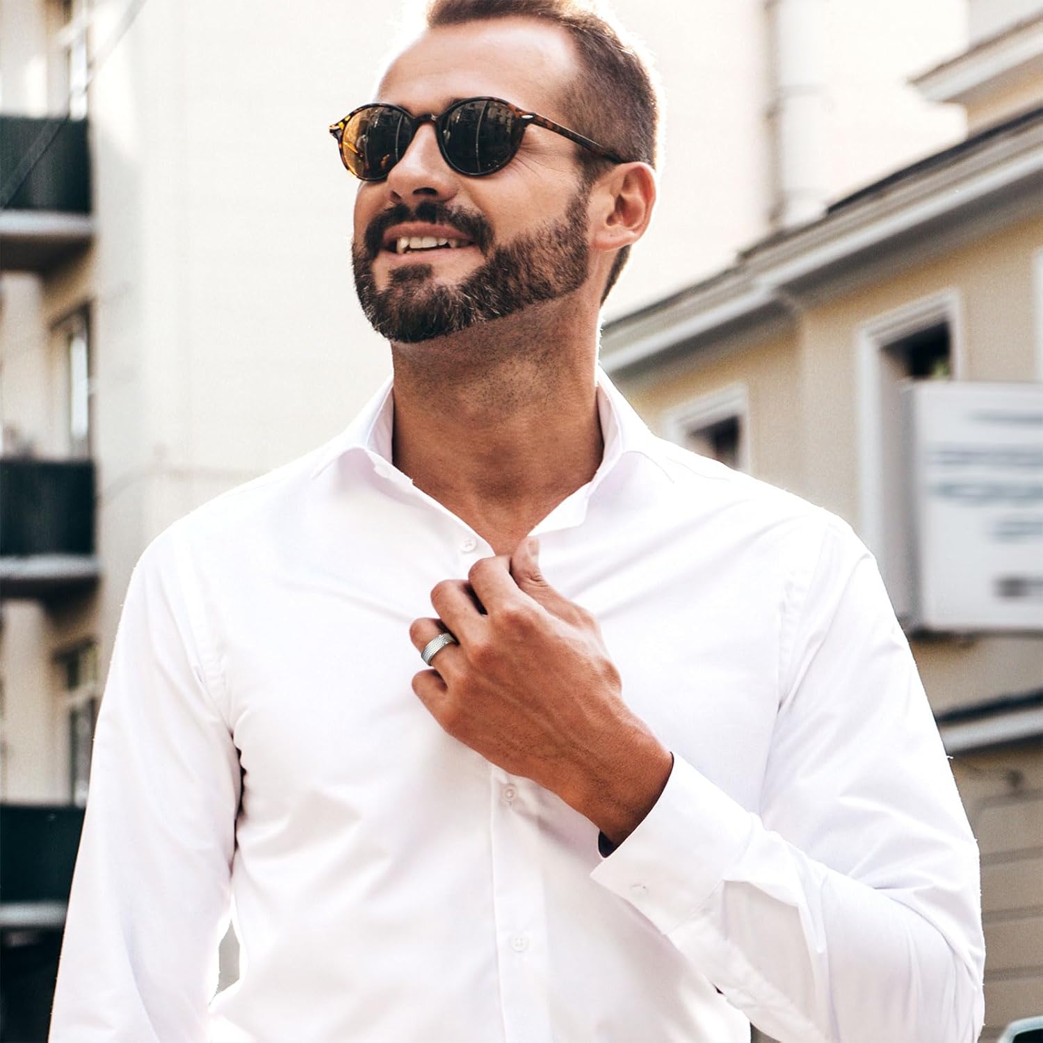 King Will Mens Tungsten Carbide Wedding Band with Groove Design, 6/7/8mm Width, Brushed/Polished Finish Men's Rings Comfort Fit