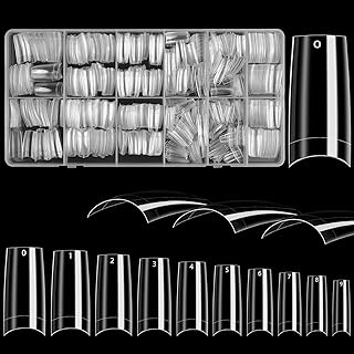 JUSTOTRY 800 Pcs Nageltips Klar,Lady French Style Nagel Tips Set,Half Cover Nail Tips für Frauen,Acryl Eckig Künstliche Nägel Long Tips Nägel für Nails Art and DIY French Nail Designs