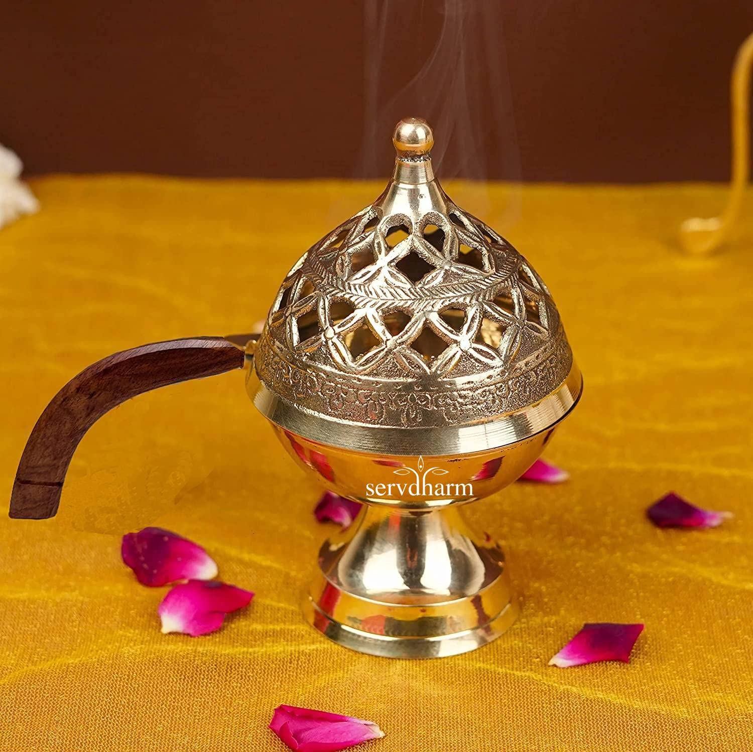 ServDharm Brass Incense Burner Loban Dani Brass Dhoop Dani Aarti Brass Loban Dhoop Dani/Dhoop Dani Burner for Home Office Temple Puja(Round) (B0BYT24CC4) Amazon Price History, Amazon Price Tracker