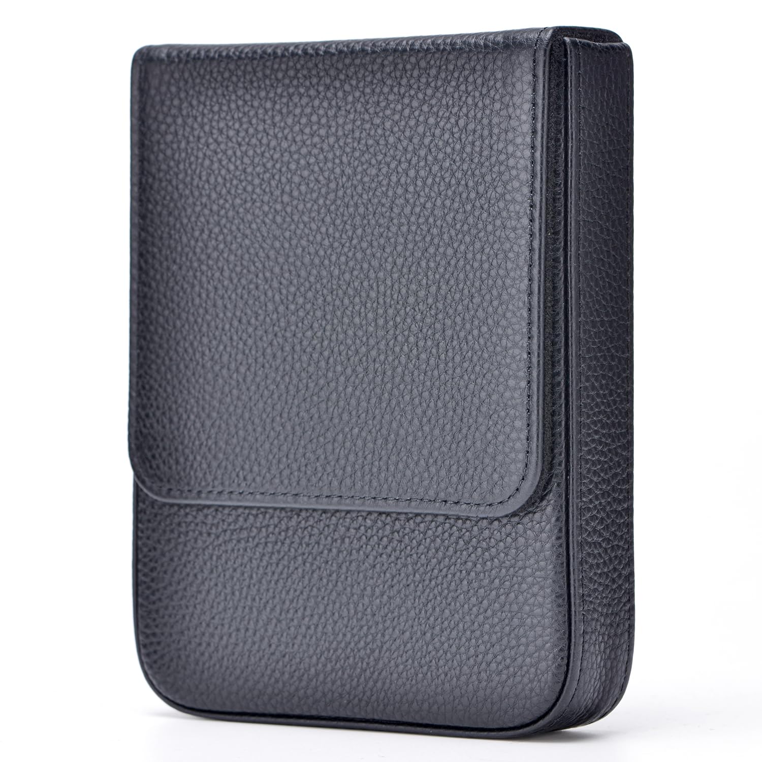 Lanxivi Genuine Leather Fountain Pen Case 6 Slot Black Leather Organizer, Portable Pen Bag Pouch Drawer Style