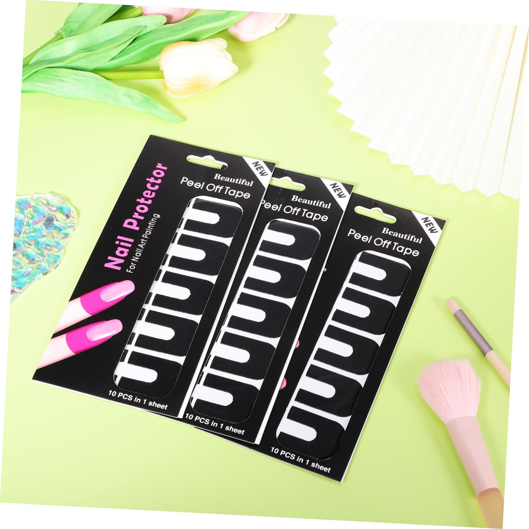 SHERCHPRY 3 Series Pegatinas Antiderrames Pegatina Protectora De Uñas De Uñas Para Pintar Uñas Cubiertas De Uñas Pegatinas Despegables Para Uñas Negro Gel De Sílice 100 Hojas*3