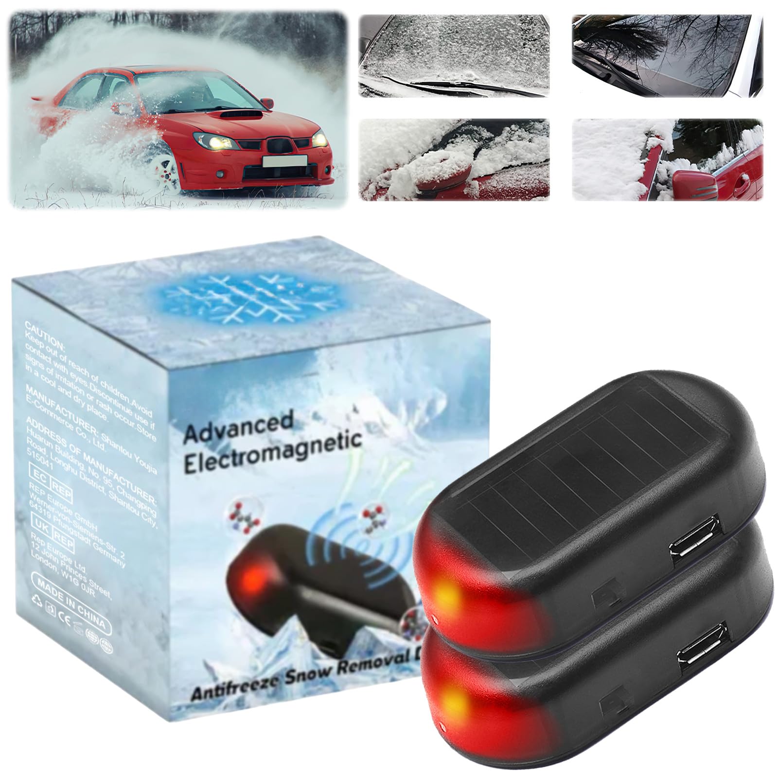 Auto Enteiser Elektromagnetisch, Elektromagnetische molekulare Interferenz Frostschutzmittel Schneeräumungswerkzeug, Scheibenenteiser Auto,Auto Kinetische Molekularheizung Enteisung (2 Pcs)