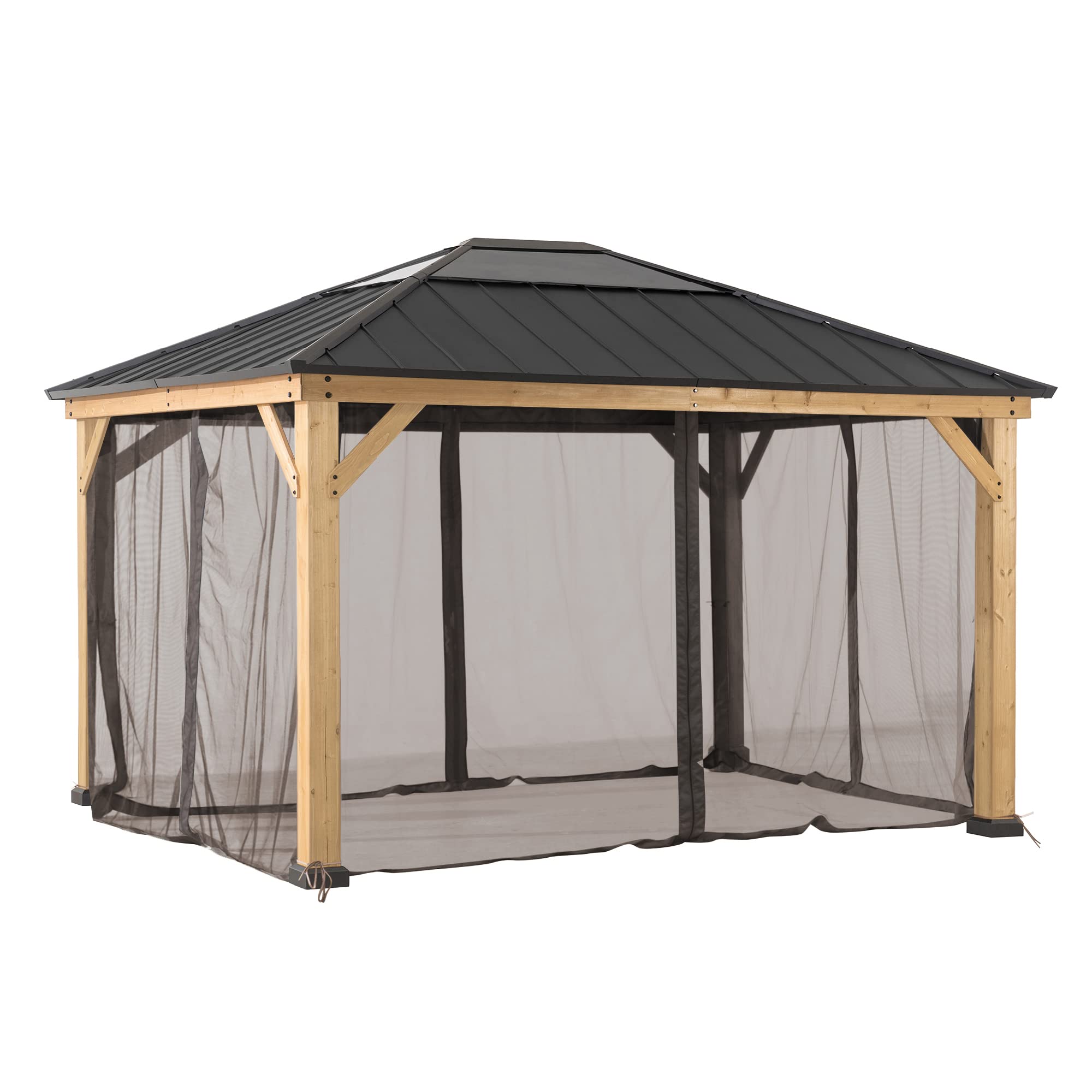 Sunjoy Original Universal Replacement Mosquito Netting for 11×13 ft. Wood Gazebo, Khaki