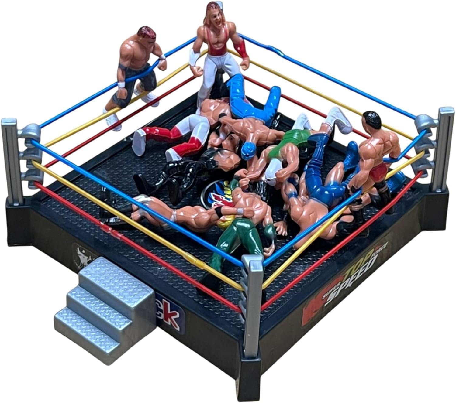 RIZZIIZ Kids Mini Wrestling Ring Playset with 12 Action Figures , Style Pretend Play Wrestling Toy Set with Ring, Ropes & Accessories, Wrestler Warriors Kit for Boys & Girls, Birthday Gift Toy