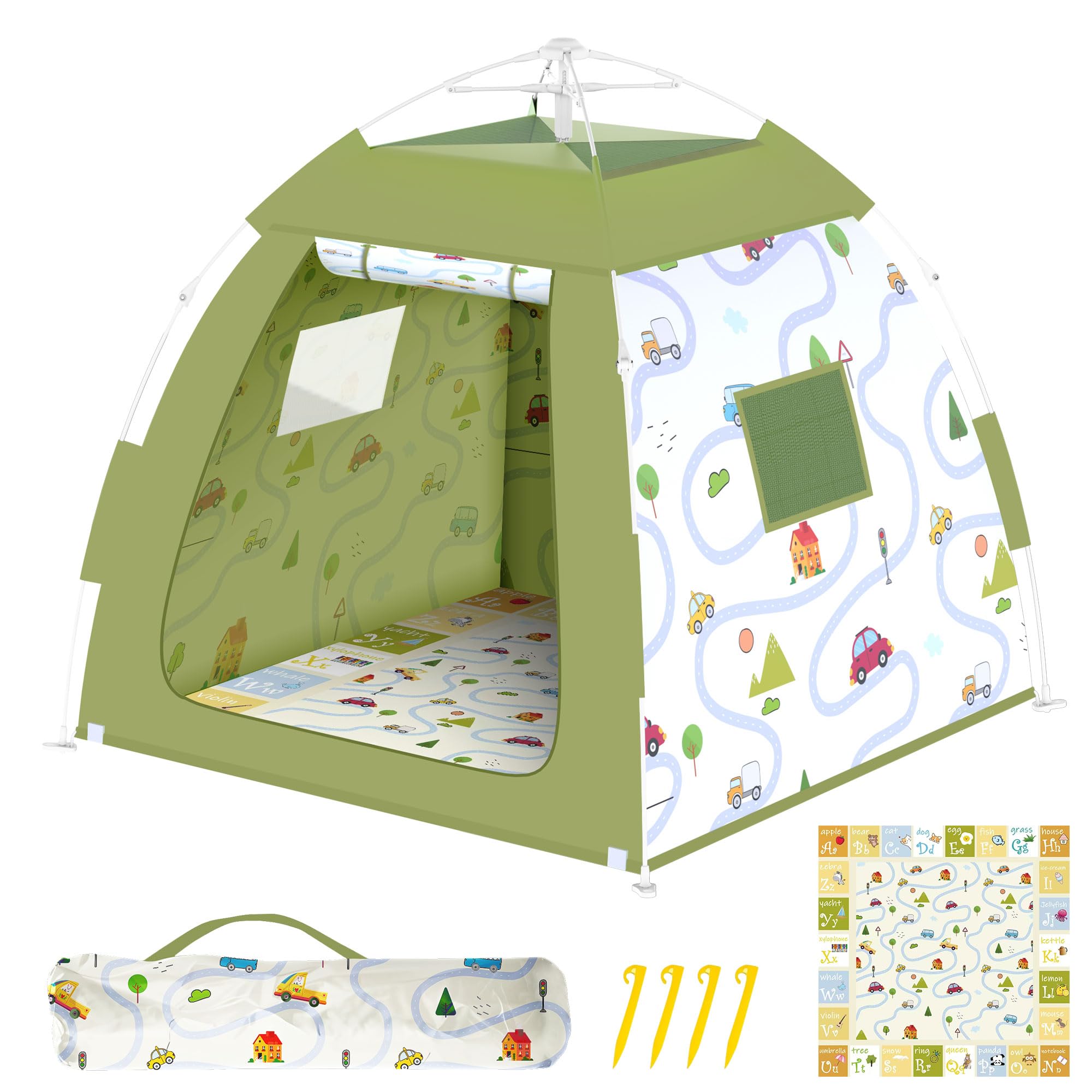 Outdoor Multi-Purpose Play House for Toddlers-Easy to Set up and Pop up Play Tent with Tunnel and Playhouse Kids Indoor Outdoor, Outdoor/Indoor Kid's Pop Up Play House, Gift for Toddlers(car)